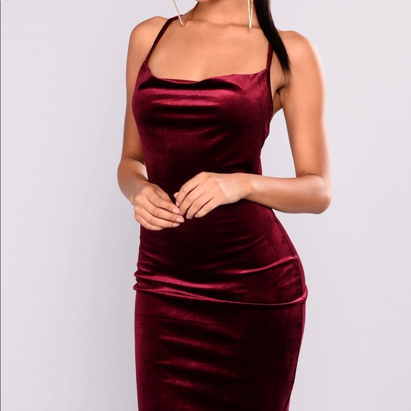 Burgundy Velvet Dress - Picture 2 of 5